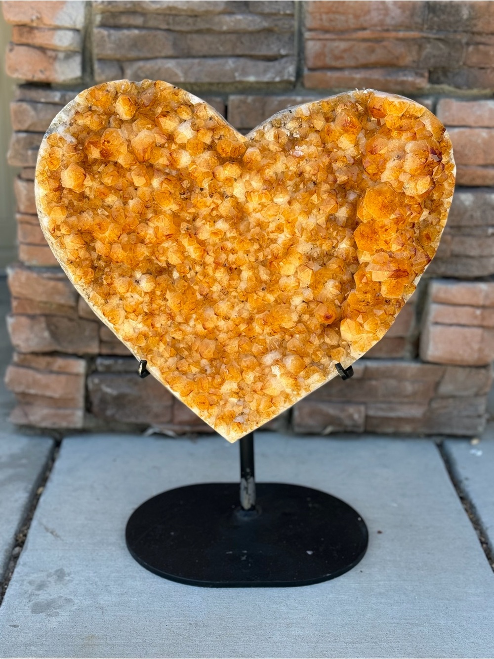 Large Golden Citrine Druzy Heart on Stand — 18” x 16”